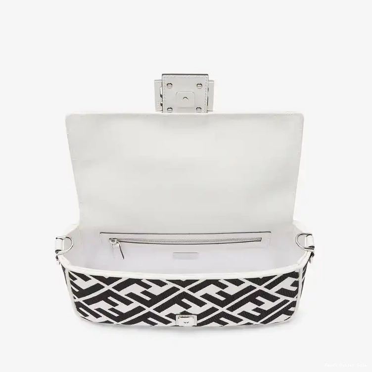 Cheap Bag Medium FF Canvas Fendi Black Motif Baguette In White 0511